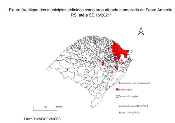 mapa febre amarela rs