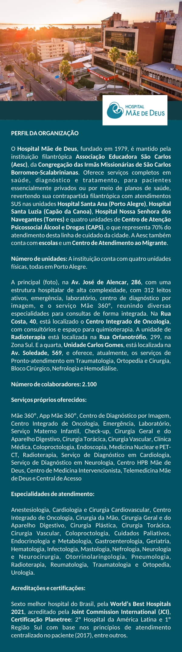 PERFIL HOSPITAL MAE DE DEUS PORTO ALEGRE
