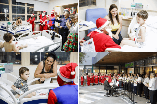 Papai Noel visita pediatria do Hospital Tacchini